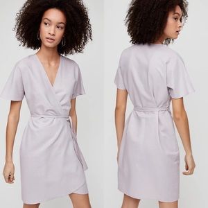 Aritzia linen BABATON Wallace Dress Lilac Fog